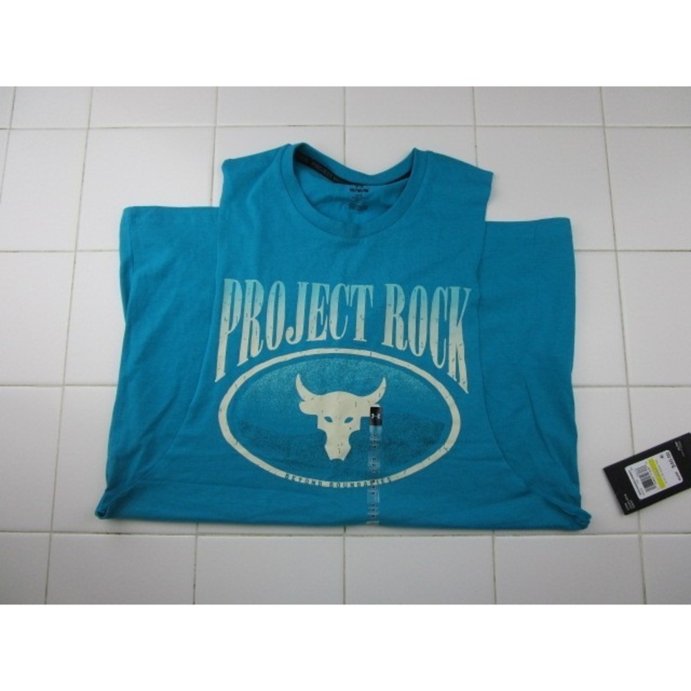 Under Armour Project Rock Balance Teal Tank Men's Medium Muscle Workout